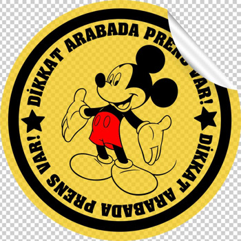 Mickey Mouse Sarı Fon Temalı Araç Sticker