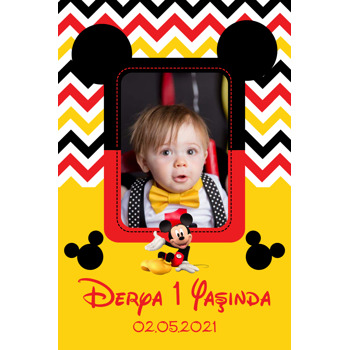 Mickey Mouse Sarı Temalı Doğum Günü Magnet