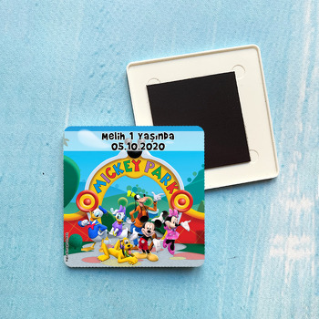 Mickey Mouse Temalı Kare Plastik Kare Magnet