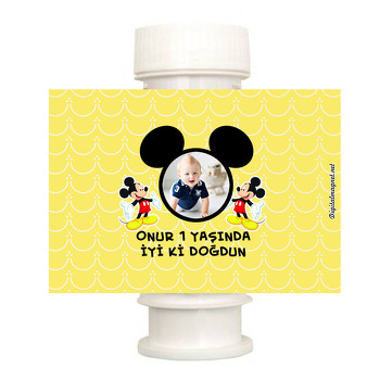 Mickey Mouse Temalı Köpük Baloncuk Etiketi