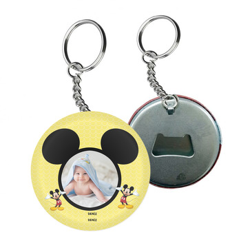 Mickey Mouse Temalı Resimli Arkası Açacak Anahtarlık