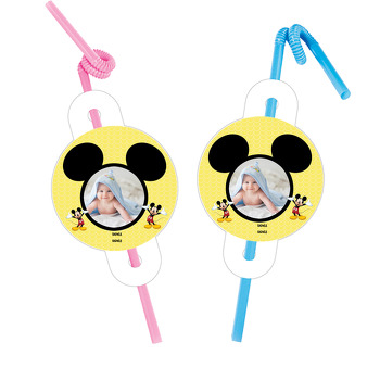 Mickey Mouse Temalı Resimli Pipet ve Kartı