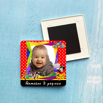 Mickey Mouse ve Arkadaşları Temalı Kare Plastik Kare Magnet