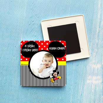 Mickey Temalı Plastik Kare Magnet