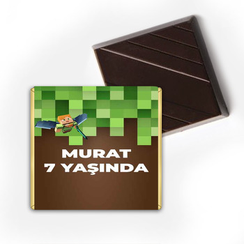 Minecraft Pixel Fon Temalı Çikolata Sargısı