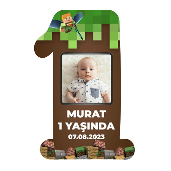 Minecraft Pixel Fon Temalı Doğum Günü Magnet