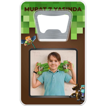 Minecraft Pixel Fon Temalı Resimli Dikdörtgen Magnet Açacak