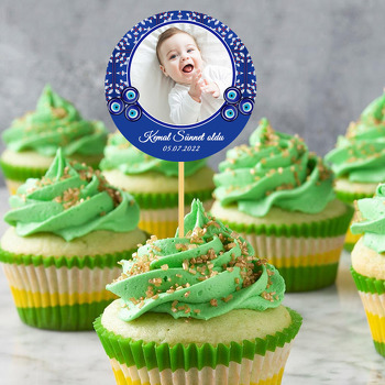 Minik Çiçekli Çini Desen ile Nazarlıklı Sünnet Temalı Parti Kürdan Süs