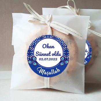 Minik Çiçekli Çini Desen ile Nazarlıklı Sünnet Temalı Sticker