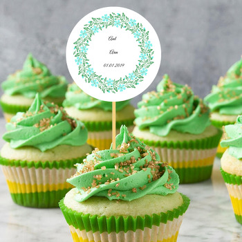 Minik Turkuaz Çiçek Temalı  Söz & Nişan & Nikah Kürdan Süs