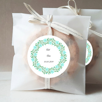 Minik Turkuaz Çiçek Temalı Söz Nişan Nikah Sticker