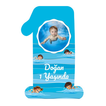 Minik Yüzücü Temalı Doğum Günü Magnet