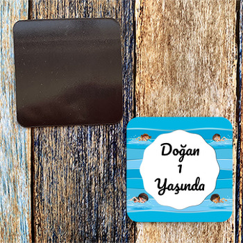 Minik Yüzücü Temalı Doğum Günü Magnet