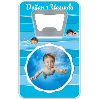 Minik Yüzücü Temalı Resimli Dikdörtgen Magnet Açacak