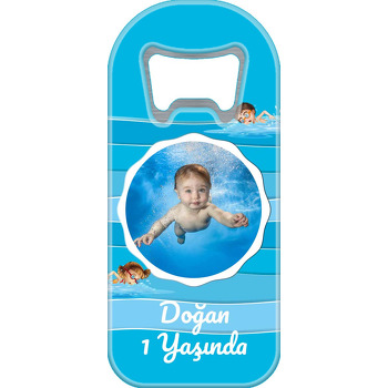 Minik Yüzücü Temalı Resimli Uzun Doğum Günü Magnet Açacak