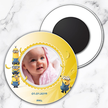 Minion 2 Temalı Resimli Daire Plastik Magnet