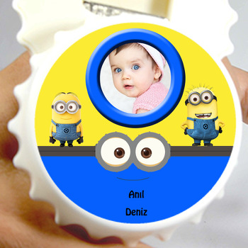 Minion Temalı Resimli Kapak Şekilli Magnet Açacak