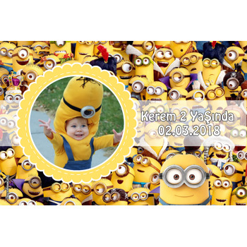 Minionlar Temalı Doğum Günü Plastik Magnet