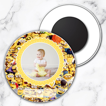 Minionlar Temalı Resimli Daire Plastik Magnet