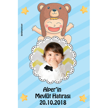 Miniş Ayıcık Temalı Bebek Mevlüdü Plastik Magneti