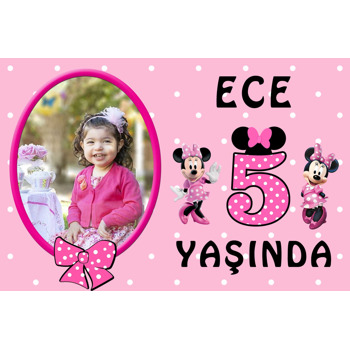 Minnie Mouse 5 Yaş Temalı Doğum Günü Magnet
