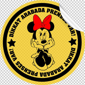 Minnie Mouse Sarı Fon Temalı Araç Sticker
