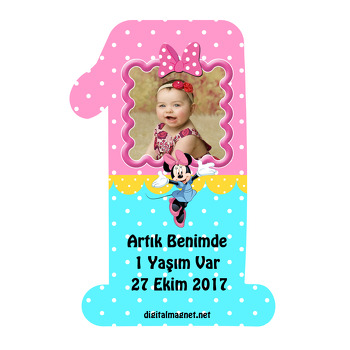 Minnie Mouse  Temalı Doğum Günü Magnet