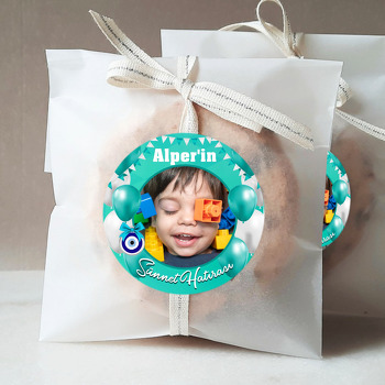 Mint Yeşili Balonlarla Flama ile Sünnet Hatırası Temalı Sticker