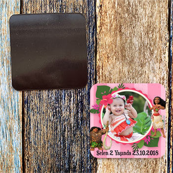 Moana Pink  Temalı Doğum Günü Magnet