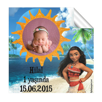 Moana Temalı  Kare Etiket