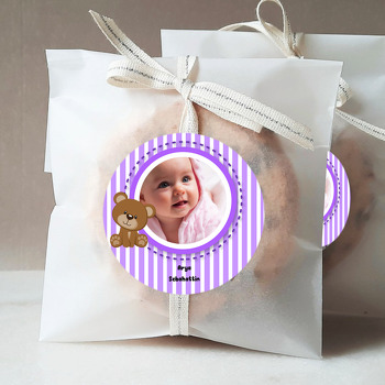 Mor Ayıcık Temalı Doğum Günü Sticker