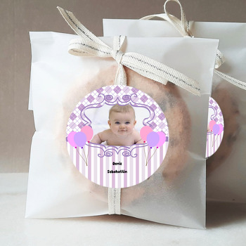 Mor Balon Temalı Hoşgeldin Bebek Sticker