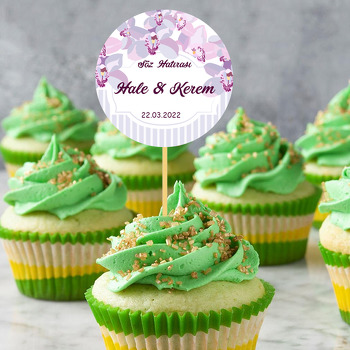 Mor Benekli Orkide Temalı Parti Kürdan Süs