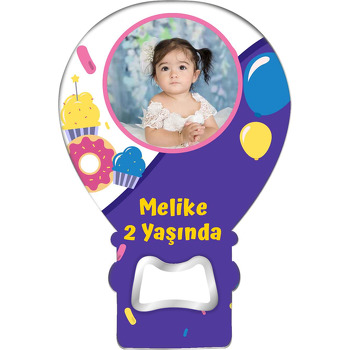 Mor Beyaz Fonda Temalı Balon Ahşap Magnet 