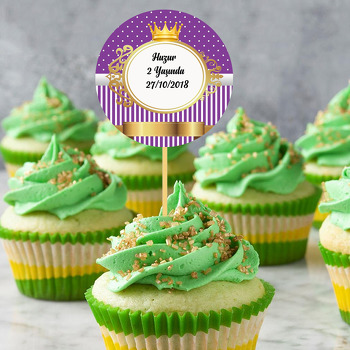 Mor Beyaz Gold Çerçeveli Temalı Kürdan Süs