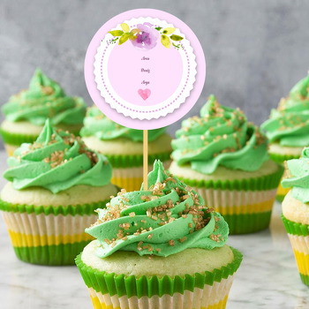 Mor Çiçek Salkımı Çerçeve Temalı Hoşgeldin Bebek Kürdan Süs