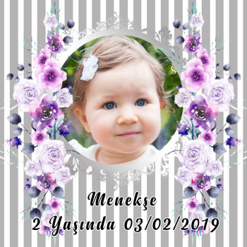 Mor Çiçek Temalı    Kare Parti Afiş