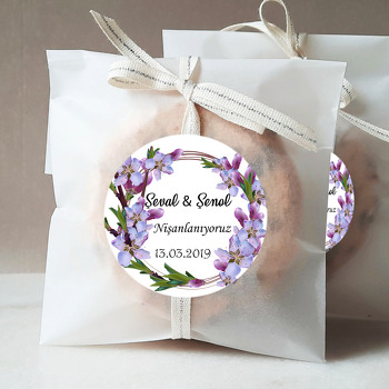 Mor Çiçek Temalı Söz Nişan Nikah Sticker