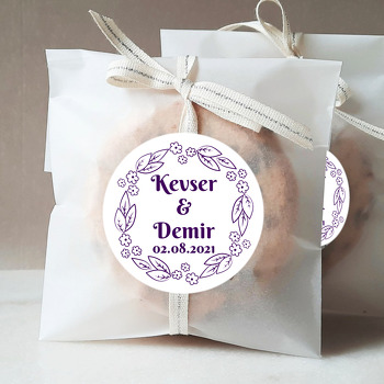 Mor Çizgisel Çiçek Çerçeve Temalı Sticker