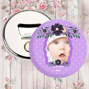 Mor Gül Temalı Resimli Magnet Açacak