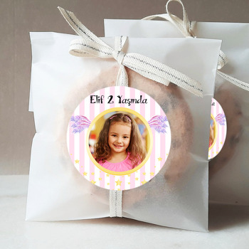 Mor Melek Kanatları ile Gold Yıldızlar Temalı Sticker