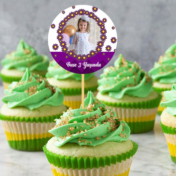 Mor Papatya Temalı Resimli Kürdan Süs