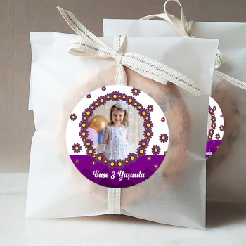 Mor Papatya Temalı Resimli Sticker