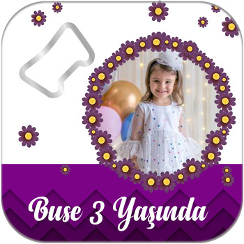 Mor Papatyalar Temalı Kare Magnet Açacak