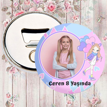 Mor Pembe Balonlar ile Genç Kız Temalı Magnet Açacak