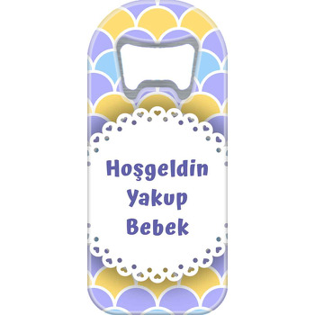 Mor Sarı Pul Desen Temalı Uzun Magnet Açacak