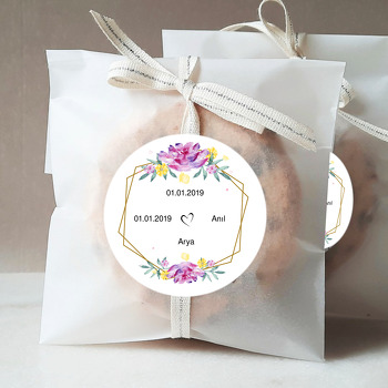 Mor Tonlarında Çiçekler Temalı Söz Nişan Nikah Sticker