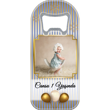 Mor ve Gold Çizgiler ile Gold Balonlar Temalı Uzun Magnet Açacak