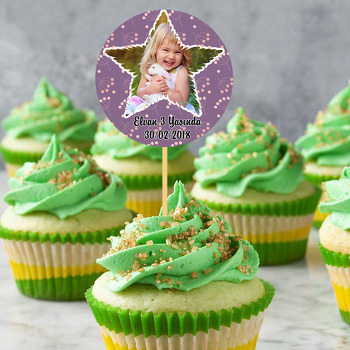 Mor Yıldız Çerçeve Temalı Resimli Kürdan Süs