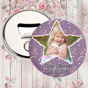 Mor Yıldız Çerçeve Temalı Resimli Magnet Açacak